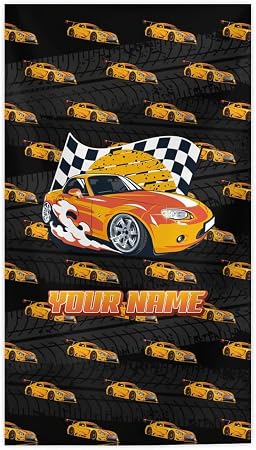 Custom Beach Towel for Girls - Personalized Racing Car Towels for Pool, Beach & Travel - Oversized Microfiber for Quick 