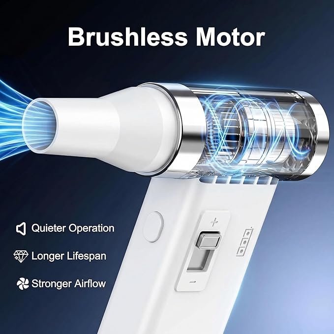 Mini Ultra-Slim Electric Compressed Air Duster 150,000RPM Super Power, Rechargeable Cordless Air Duster, Powerful Airflow for Computer, Keyboard, Outdoor, House and Car