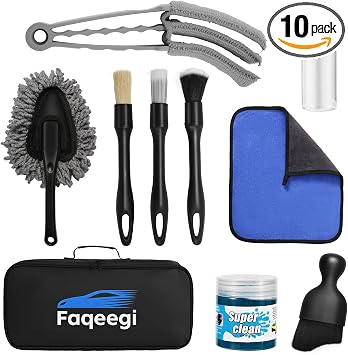 10-Piece Car Interior Cleaning Kit Boar Hair Vent Detailing Set