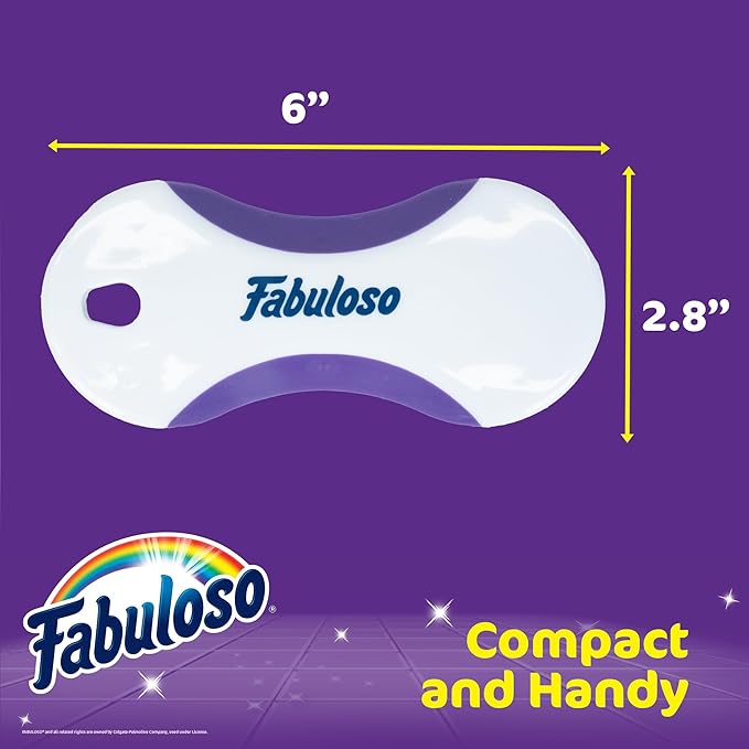 Fabuloso Cleaning Brush, Compact Hand Scrub Brush with Easy Grip Rubber Texture for Kitchen, Bathroom, Tile, Baseboards and Floors, Firm Bristles for Indoor Surface Cleaning, White & Purple, 6 Inch