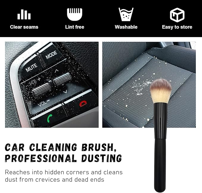 Ziciner 2 PCS Car Detailing Brush, Curved Soft Bristles Auto Removal Dust Collectors, Universal Vehicle Dashboard, Air Conditioner Vents etc Interior Cleaning Tool Accessory (Long-Beige)