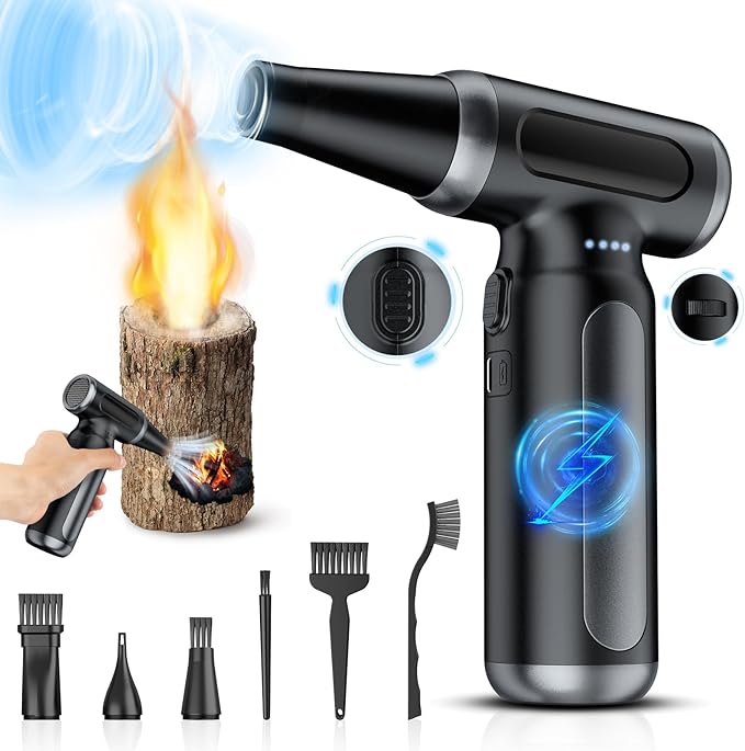 Electric Air Duster for PC Cleaning, 330000 RPM Compressed Air Duster & Keyboard Cleaner, Reusable Canned Air Replacement, Cordless Electronics Cleaner for Laptop, Camera, Type-C Rechargeable