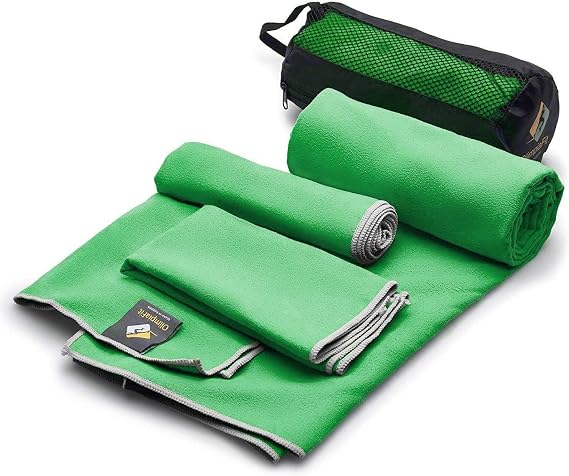 OlimpiaFit Quick Dry Towel - 3 Size Pack of Lightweight Microfiber Travel Towels w/Bag - Fast Drying Towel Set for Campi