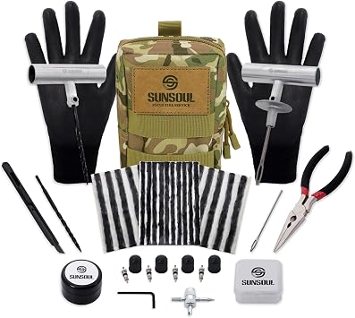 SUNSOUL Tire Repair Kit - 40PCS Heavy Duty Tire Plug Kit with Storage Bag, Universal Zinc Alloy Puncture Repair Tools fo