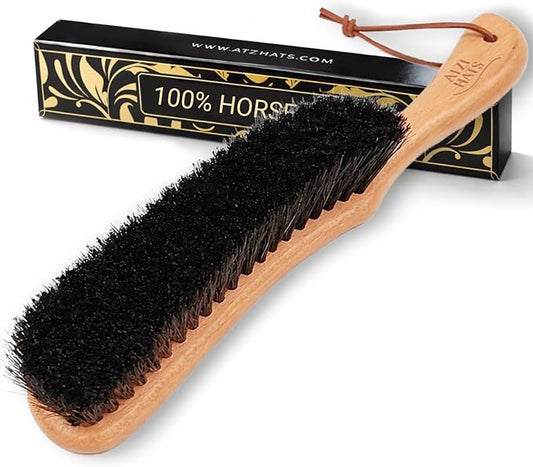 Clothes Brush, Horse Hair Bristle, Cowboy Hat Brush, Suit Lint Brush, Wool, Cashmere, Velvet, Suede, Fabric Brush, Furniture Pet Hair Brush, Long Beech Wood Handle