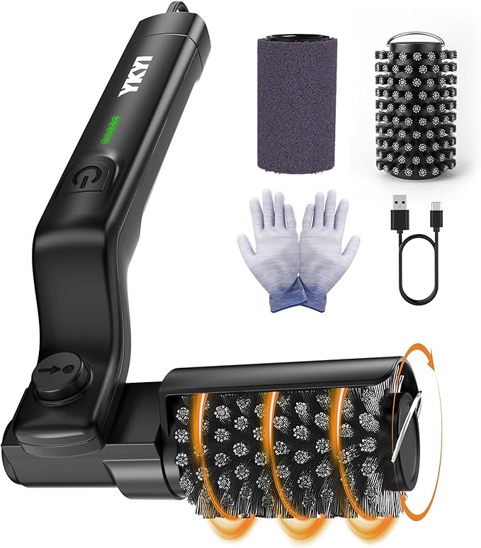 YKYI Electric Grill Brush - Cordless Rechargeable BBQ Cleaner with 180° Adjustable Head, 2600mah High-Torque Power Rotary BBQ Scrubber for Outdoor Stainless Steel Cast Iron Grates (Black)