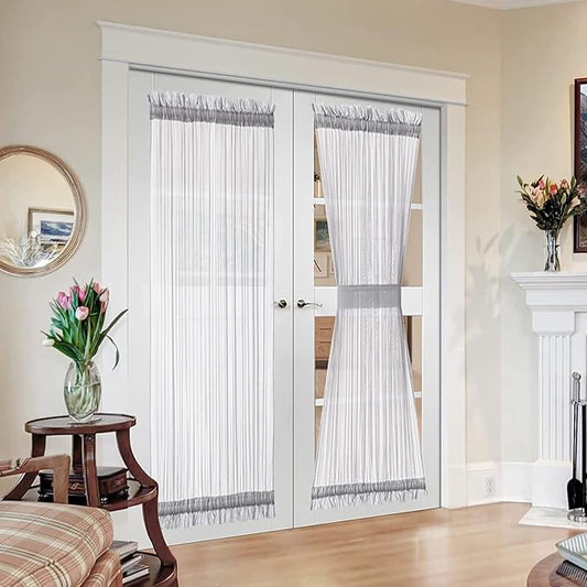MIULEE 2 Panels Sidelight Curtains for French Door Sheer Panels Light Filtering Window Treatment for Narrow Door 40 x 72 Inches with Tieback - 2 Panels, Light Grey
