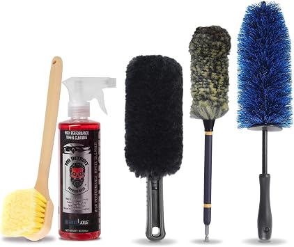 Mr. Detroit - 5pc Car Cleaning Kit with Wheel Brushes and Cleaner, Drill