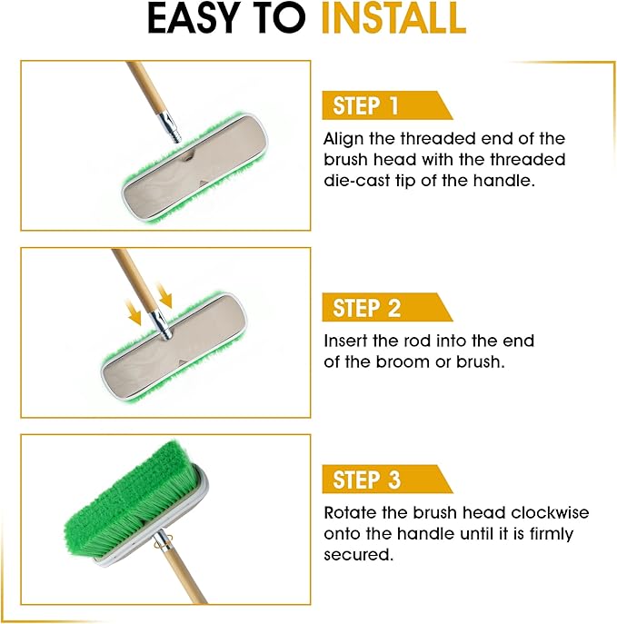 Nanoskin Professional Long-Reach 60-Inch Hardwood Handle with Universal Threaded Die-Cast Tip for Professional Cleaning, Auto Detailing, Industrial Use - Compatible with 85-671 & 85-673 Brush Heads