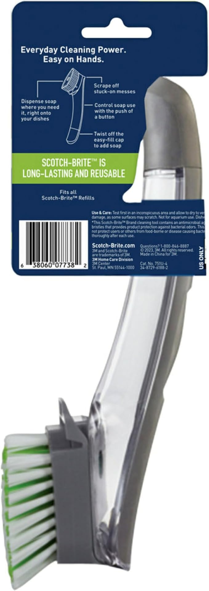 Scotch-Brite Odor Resist Soap Control Dishwand Brush, 1 Cleaning Dish Wand Brush, Precise Soap Control, Leak-Free Guarantee, Safe on Dishes, Nonstick Cookware, Tubs (Pack of 4)