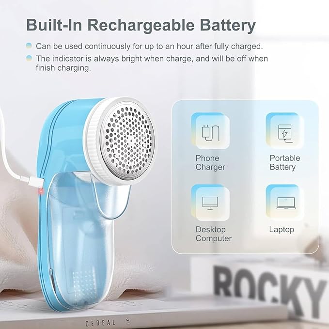 Fabric Shaver, Lint Remover for Clothes, Electric Lint Remover with 3 Replaceable Blades, Removes Fabric Pills, Rechargeable Sweater Defuzzer Pill Remover, Depiller Effectively Remove Pills