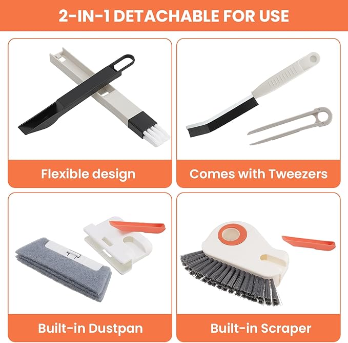 Cleaning Brushes with Hard Bristle Crevice Brush (M, Count, 8)