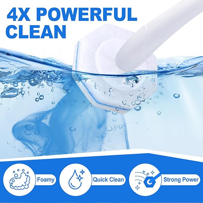 100 Count Disposable Toilet Brush,Toilet Cleaner Wand Refills Compatible with Most Toilet Brushes- No Falling Apart, Fresh Fragrance，4X Cleaning Power，Bathroom Cleaning.