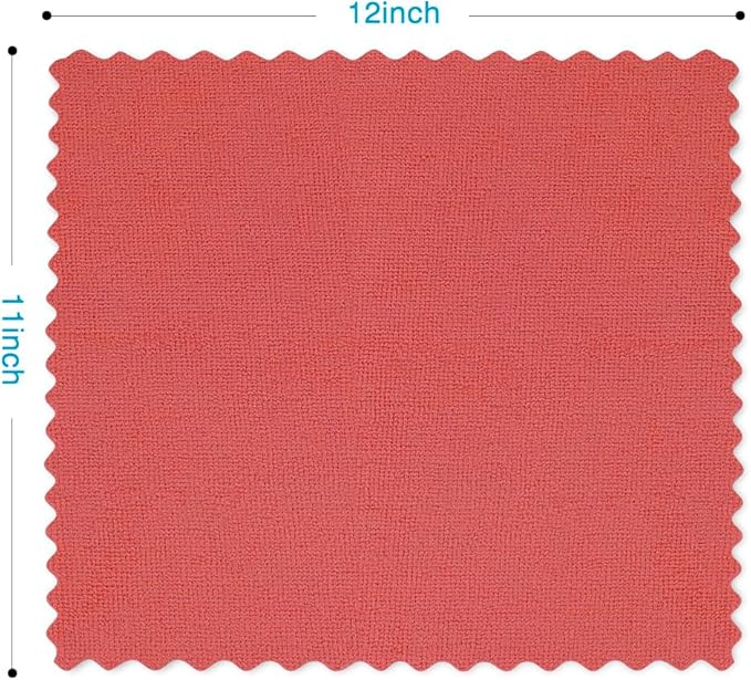 Orighty Microfiber Cleaning Cloth, 5 Pack Highly Absorbent Cleaning Rags, Household Cleaning Supplies, Reusable Lint Free Cloths Microfiber Rag for House, Kitchen, Car Care, 12x11 inch, Red