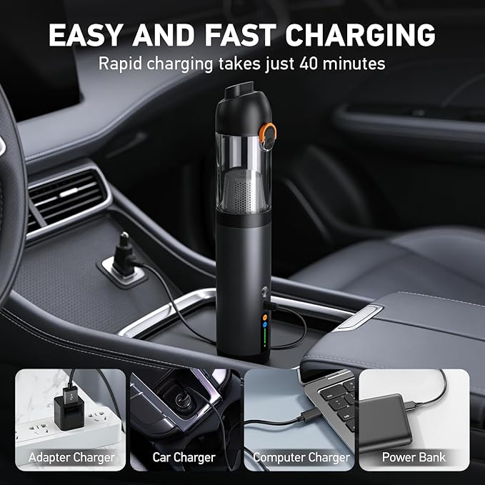 Car Vacuum Portable Cordless,18000Pa 4in1 Portable Handheld Cleaner Vacuum &Air Duster 2 Suction Modes Power Blowing&Inflating, Brushless Motor Vacuum with Multi Nozzles for Car,Keyboards, Office,Pet