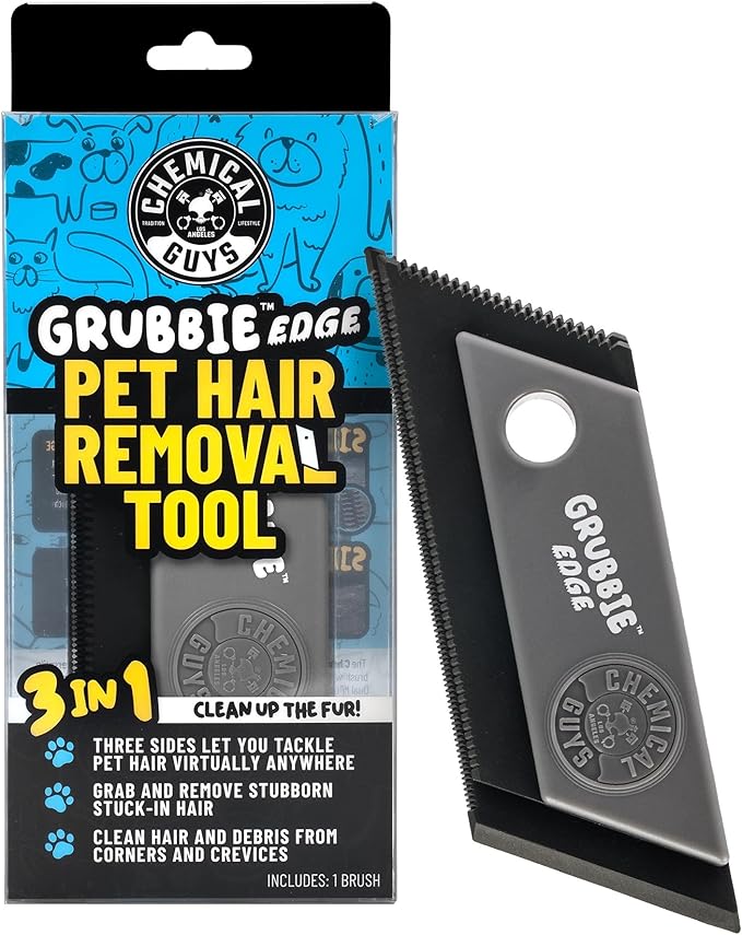 Chemical Guys Grubbie Edge Pet Hair Removal Tool – Reusable Pet Hair & Lint Remover for Car Interiors, Upholstery, Carpets, Seats, and Home Furniture – Removes Embedded Hair & Fur Fast