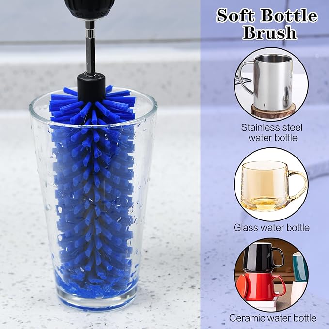 Drill Brush for Car Wheel and Bottle, Highly Dense and Durable Car Cleaning Brush for Wheels, Rims, Engines, Exhaust, Bottle