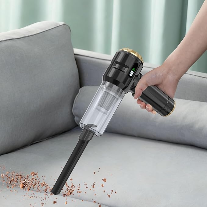 Cordless Handheld Car Vacuum Cleaner,Rechargeable Portable Lightweight Dust Blower,22000PA Powerful Suction Mini Vacuum Cleaner for Deep Cleaning of Home,Car and Pet Hair(Black-Gold)