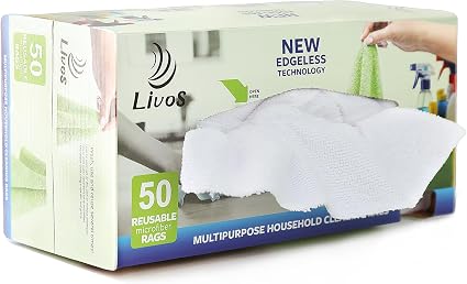 LIVOS 50 Pack Microfiber Cleaning Cloth in Box, Reusable Cleaning Rags, 11.5"x11.5", Edgeless Microfiber Wipes, Lint Fre