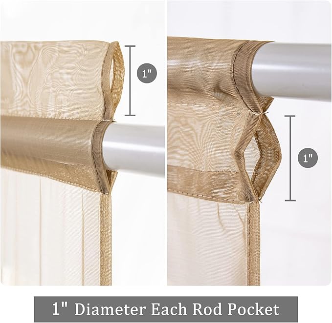 MIULEE 2 Panels Sidelight Curtains for French Door Sheer Panels Light Filtering Window Treatment for Narrow Door 40 x 72 Inches with Tieback - 2 Panels, Brown