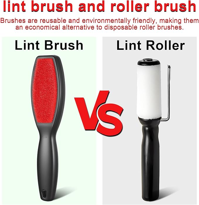 2 Pcs Lint Brushes for Clothes, Dual Sided Remover Lint Brush Reusable Pet Hair Remover Sheet and Carpet Cleaning Brush for Clothes Sheet Carpet Furniture Fabric