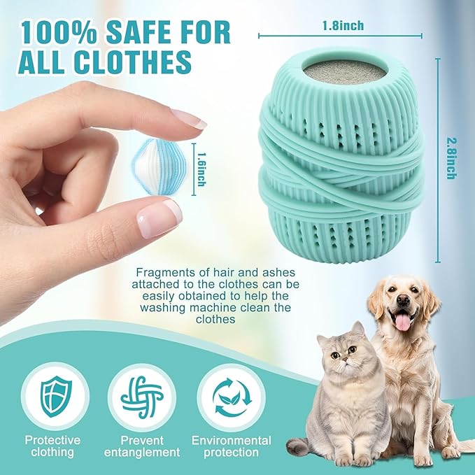 Pet Hair Remover for Laundry,Reusable Dog & Cat Hair Remover for Laundry Effectively Laundry Pet Hair Catcher for Clothes and Bedding,Suitable for lint Catcher for Washing Machine (12, Azure)