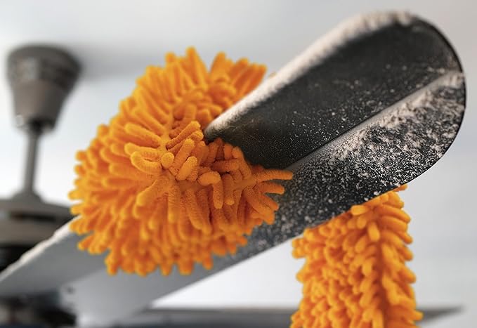 Flexible Ceiling Fan Cleaner Duster // Washable Fan Duster for High Ceiling // Fits All Extension Poles with Standard US Acme Thread // Best Flex-and-Stay Fan Blade Cleaner (Pole Sold Separately)