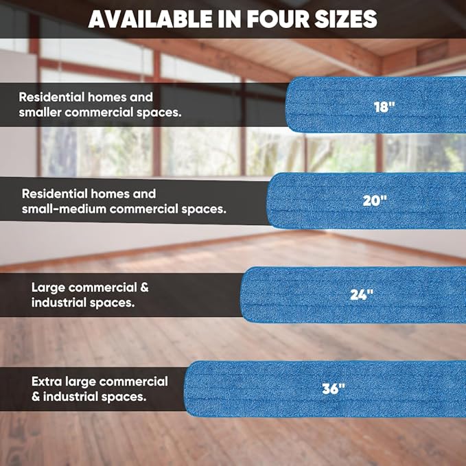 Microfiber Wholesale 18 inch Microfiber Mop Pads - Machine Washable, Reusable, Refills & Replacement Wet Mop Heads Compatible with Any Microfiber Flat Mop System (3 Pack)