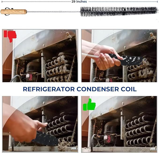 Dryer Vent Cleaner Kit & Refrigerator Condenser Coil Brush-Dryer Lint Brush Vent Trap Cleaner-Vacuum Attachment for Small Crevice-Dryer Cleaner Brush