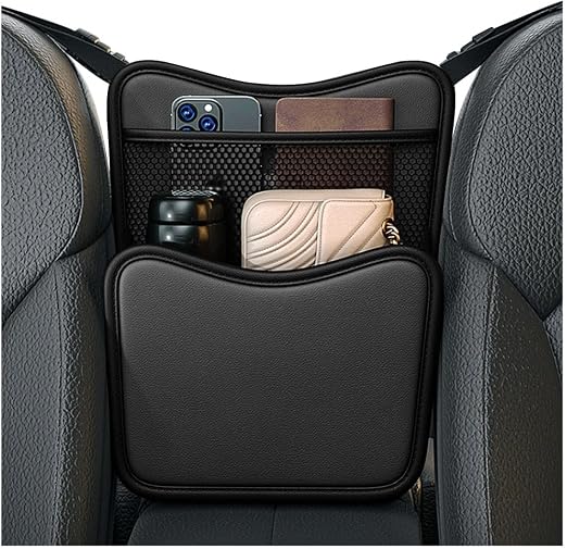 DXNQ Car Organizer Storage Between Seats, Leather Large Capacity Automobile Handbag Hanging Store Content Bag, Auto Cons