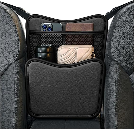 DXNQ Car Organizer Storage Between Seats, Leather Large Capacity Automobile Handbag Hanging Store Content Bag, Auto Cons
