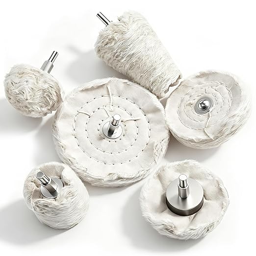 Tnisesm 6Pcs Buffing Wheel Kits,Polishing Wheels Buffing Pads for Drill for Metal Aluminum,Stainless Steel, Chrome, Jewe