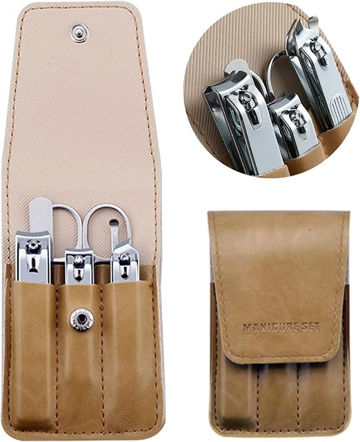 Nail Clipper Set for Men, Manicure Kit with Case, Travel Grooming Gift
