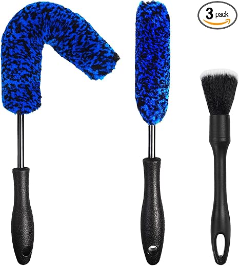 3PCS Wheel Brush Kit for Cleaning Wheel and Tire, Wheel and Rim Brush, Car Detailing Brushes, Bendable & Durable Car Whe