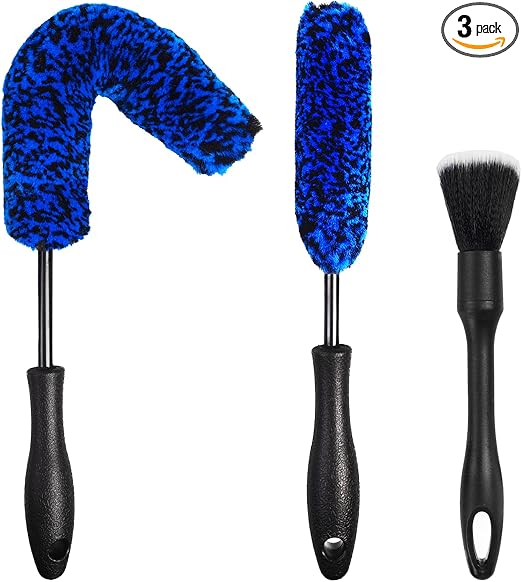 3PCS Wheel Brush Kit for Cleaning Wheel and Tire, Wheel and Rim Brush, Car Detailing Brushes, Bendable & Durable Car Whe