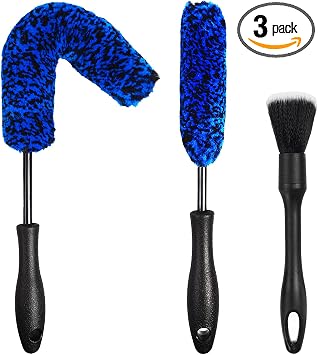 3PCS Wheel Brush Kit for Cleaning Wheel and Tire, Wheel and Rim Brush, Car Detailing Brushes, Bendable & Durable Car Whe