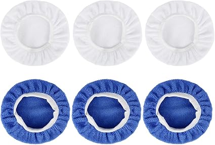 X AUTOHAUX 6pcs 7-8 Inch Deep Blue White Soft Mircrofiber Car Wax Polishing Bonnet Buffing Pad Washable Covers Polisher 