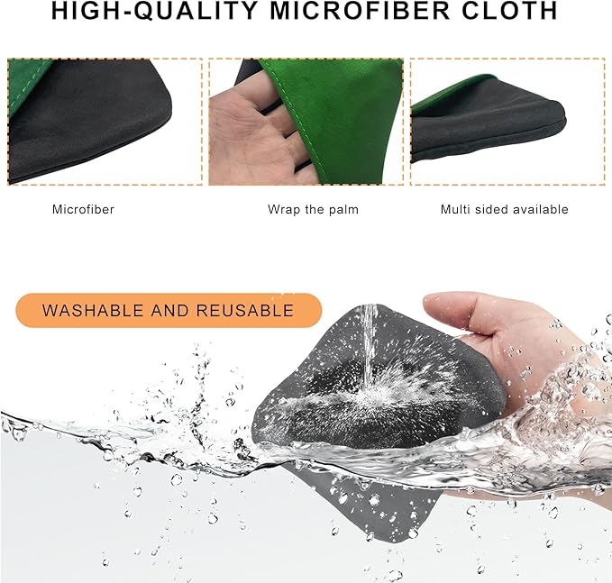 Car Screen Cleaner, Square Microfiber Cloth Non-Scratch Auto Touchscreen Cleaning Wipes, Foldable Touch Screen Pad Universal Cleaning Tool for Vehicle Dashboard Display (Green & Gray)