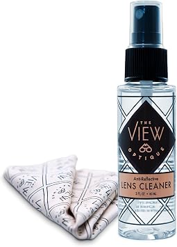 Anti-Reflective Lens Cleaner Spray Kit – (1) 2oz Glasses Cleaner Spray, (1) Microfiber Cloth for Eyeglasses, Sunglasses,