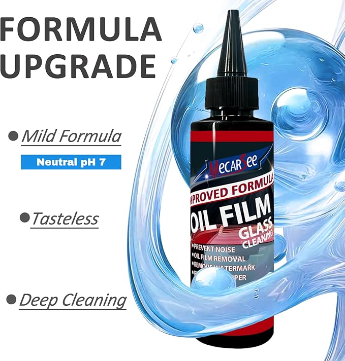 Oil Film Remover for Car Windshield - Glass Cleaner Spray Anti-Fog Rain Repellent - Removes Grease Silicone Water Spots Road Grime - Interior Exterior Windows (2, Fluid Ounces)