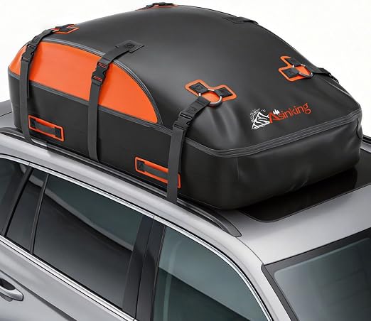 Asinking Car Rooftop Cargo Carrier Bag, 100% Waterproof Non-Rip 20 Cubic Feet Car Roof Bag for All Vehicles with/Without
