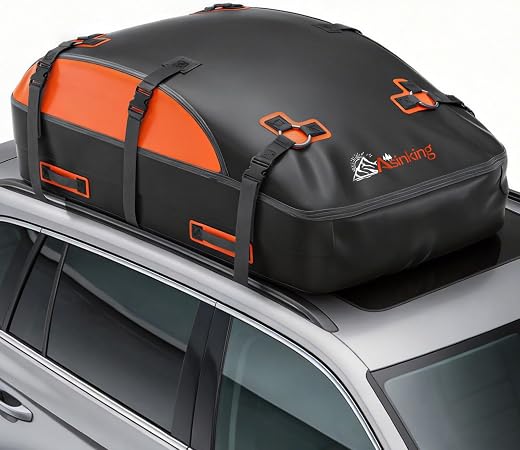 Asinking Car Rooftop Cargo Carrier Bag, 100% Waterproof Non-Rip 20 Cubic Feet Car Roof Bag for All Vehicles with/Without