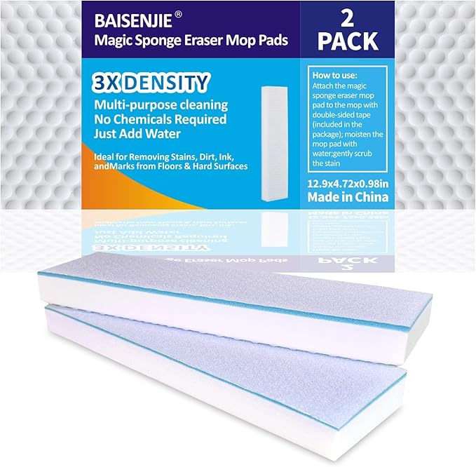 Mops Pad for Floor Cleaning,Magic Sponges Eraser Cleaning Mop Pads Refills Suitable for 13" Flat mop Head (Mop Pad Refill,13"x4.72"x0.98")