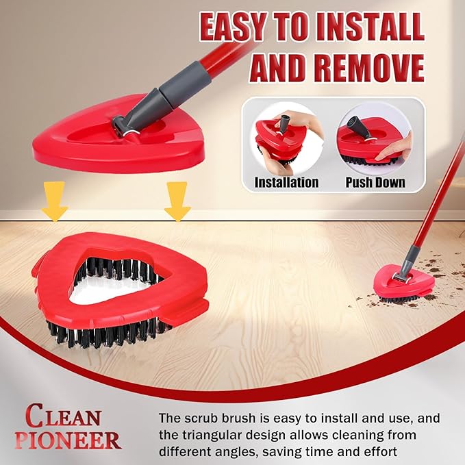 2 Pack Spin Scrub Brush Compatible for Oceda EasyWring 1 Tank System, Shower Scrubber Replacement Head, Hard Bristle Cleaning Brush for Kitchen,Tile and Bathroom