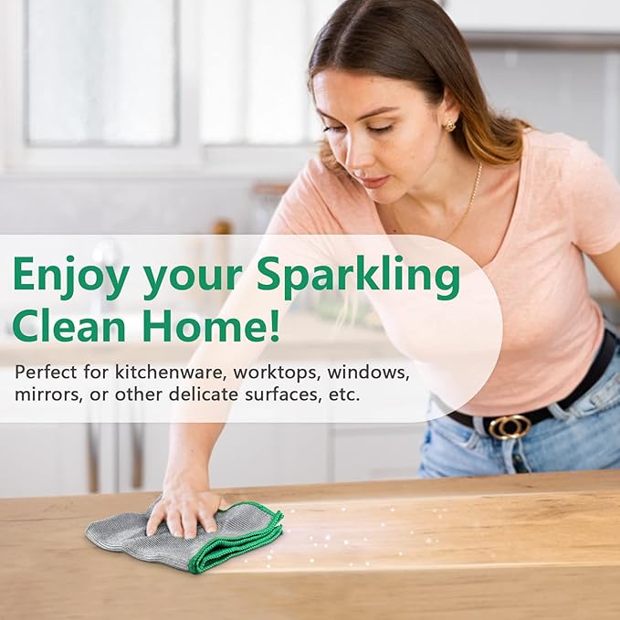 Airlab Glass Polishing Cloth Streak Free Miracle Cleaning Cloth Lint Free Microfiber Cleaning Rags for Glasses Kitchen Dish Mirrors Easy Clean, Pack of 6, 12" x 12"