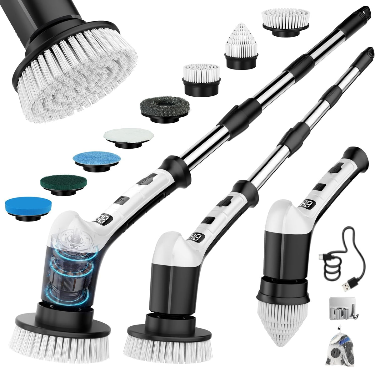 Electric Spin Scrubber, Cordless Power Shower Cleaning Brush for Bathroom