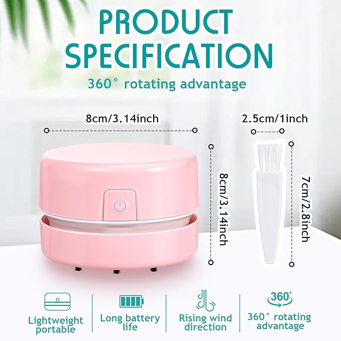 Honoson 2 Pcs Diamond Painting Tool Drill Quicker Picker for Spilled Diamonds 5d Painting Accessories Vacuum Cleaner Mini Table Desktop Sweeper Organizer Clean Art Beads Crumb(Pink)
