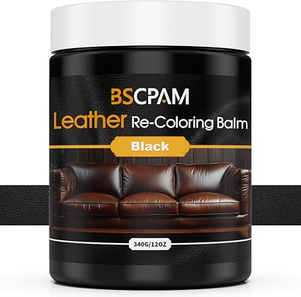 Black Leather Recoloring Balm, 12oz Leather Color Restorer for Couches, Leather Repair Kit for Furniture, Leather Dye fo
