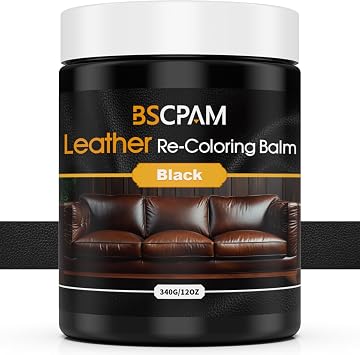 Black Leather Recoloring Balm, 12oz Leather Color Restorer for Couches, Leather Repair Kit for Furniture, Leather Dye fo