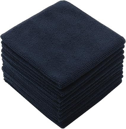 Microfiber Cleaning Cloth, Washcloths, 12x12 inch, 10 Pack, Black